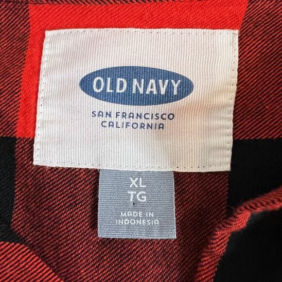 Old Navy Womens Flannel Shirt XL Red Black Buffalo Plaid Button Front Cotton - Picture 4 of 6